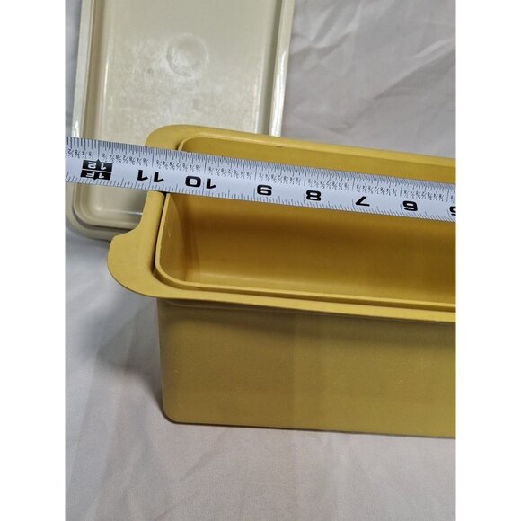 VTG Tupperware Rectangle Bread Box 171  with Lid Base 172 Harvest Gold Retro - Picture 7 of 9